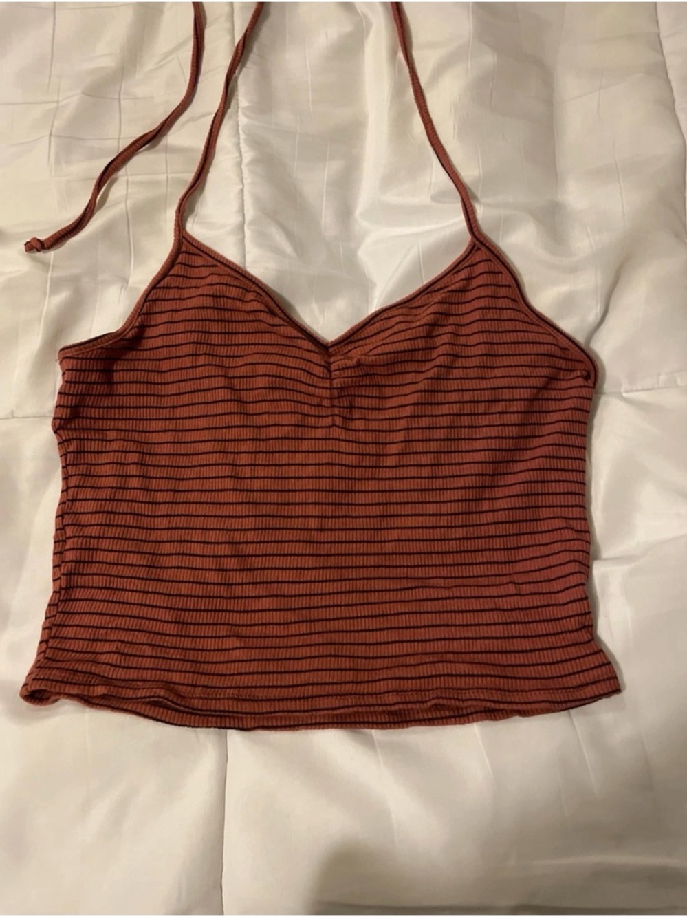 Sky and Sparrow Rust Striped Halter Cami